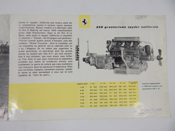 Ferrari 250 California Spyder Sales Brochure Italian