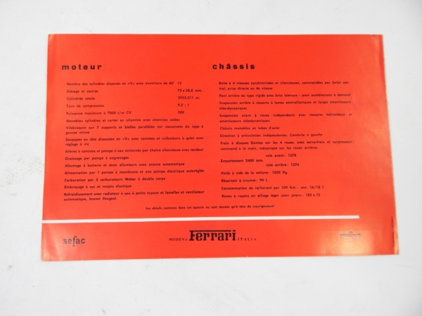 Ferrari 250 Granturismo Berlinetta SWB Sales Brochure French