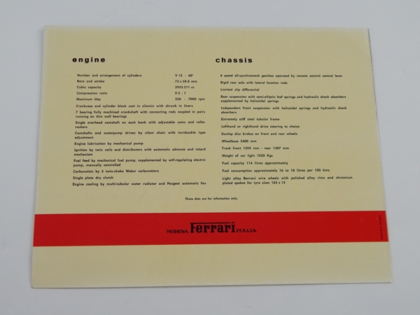 Ferrari 250 Lusso Sales Brochure