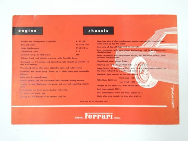 Ferrari 250 PF Coupé Sales Brochure