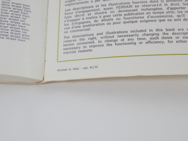 Ferrari 308 GT4 Dino Owner's Manual Handbook