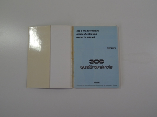 Ferrari 308 Euro Spec Quattrovalvole QV Owner’s Manual