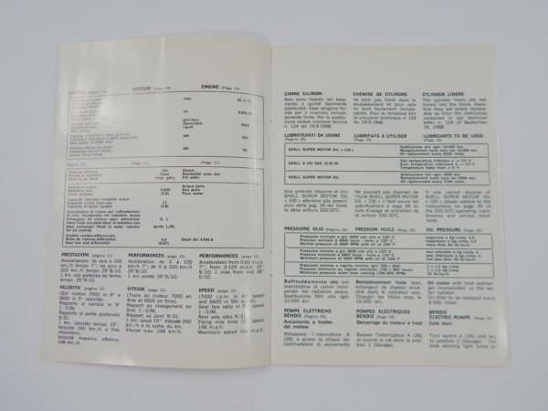 Ferrari 330 365 GTC Owner's Manual with Supplement