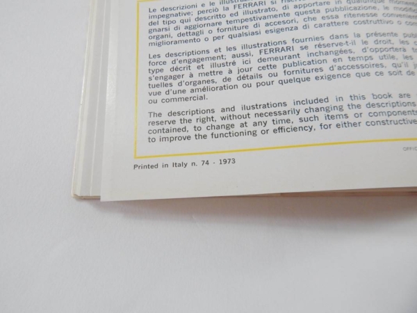 Ferrari 365 GTB4 Daytona Owner's Manual Handbook