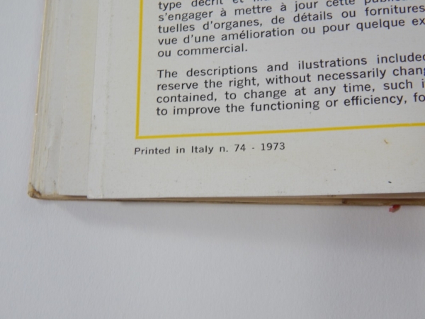 Ferrari 365 GTB4 Daytona Owner’s Manual Handbook