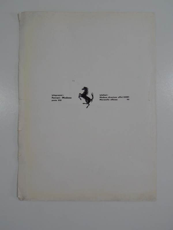 Rare 1950s Ferrari 500 Mondial Scheda di Omologazione Homologation Sheet