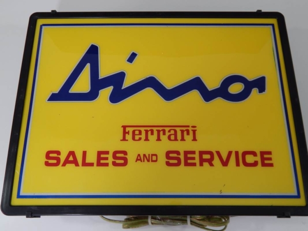 Ferrari 206 246 Dino Illuminated Sales & Service Sign 1970s