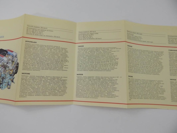 Ferrari Testarossa Sales Brochure