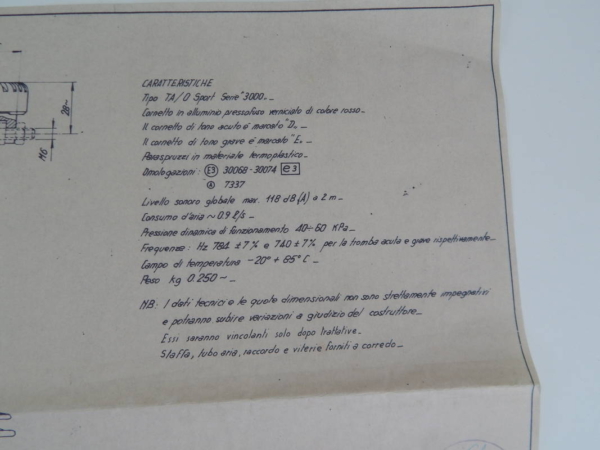 Ferrari FIAMM Serie 3000 Horn Set Blueprint