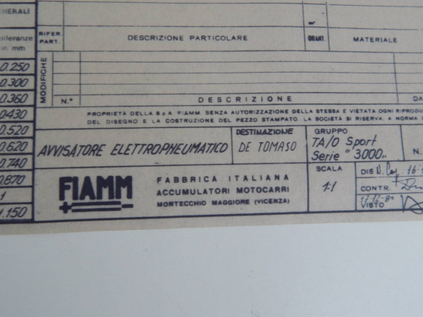 Ferrari FIAMM Serie 3000 Horn Set Blueprint