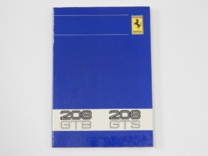 1982-85 Ferrari 208 GTB GTS Owner’s Manual Handbook