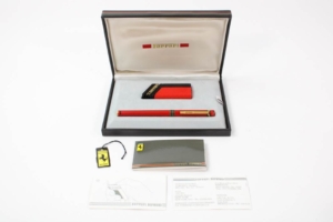 1980’s Ferrari Formula Cartier Red Fountain Pen & Lighter Set