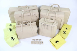1996-2006 Ferrari 550 575 Complete 6-Piece Schedoni Leather Sabbia Cream Luggage Set