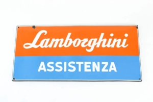 1960's Lamborghini Assistenza Enamel Dealership Sign Miura 350 Espada Countach