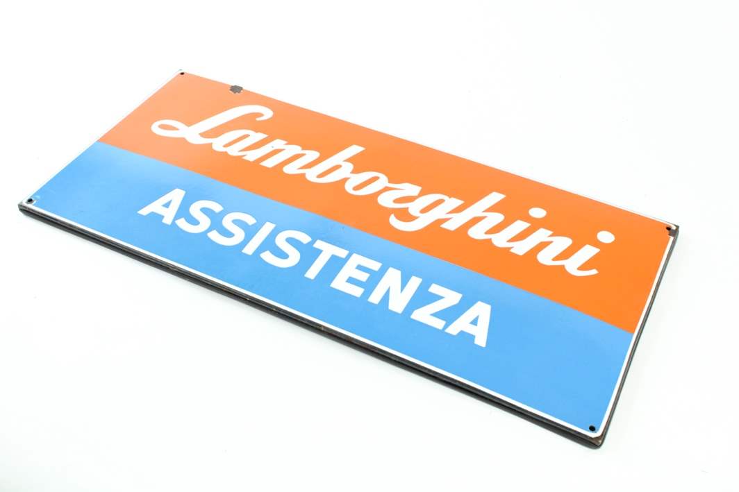 1960's Lamborghini Assistenza Enamel Dealership Sign Miura 350