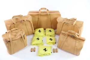 1996-2006 Ferrari 550 Maranello 5-Piece Schedoni Leather Cream Tan Luggage Set