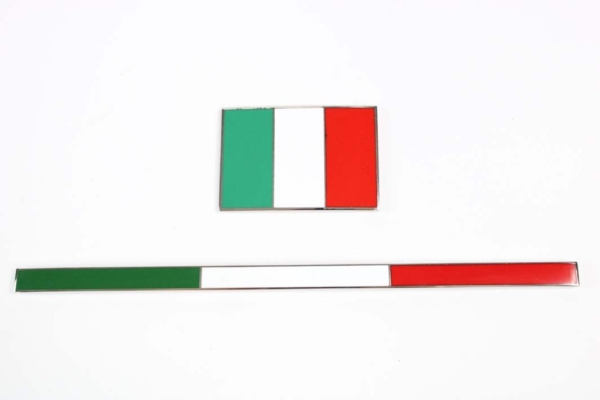 thumbnail image 2 of Italian Flag Badge For Ferrari 599, 360, 430, 458, 488, California - Silver Accessory Decal 2 of 11