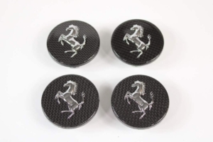 Genuine Ferrari Carbon Fibre Wheel Centre Cap Hub Badges Set 430 458 F12 488 California 281089