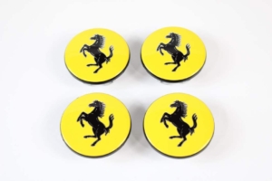 Genuine Ferrari Yellow Wheel Centre Cap Hub Badges Set 340066 226245