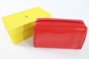 1980’s Ferrari Schedoni Red Leather Washbag Travel Vanity Case