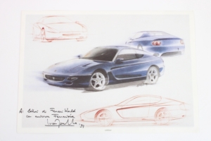 1992-2003 Ferrari 456 Press Pack Lithographic Drawing Sales Brochure Signed Montezemolo