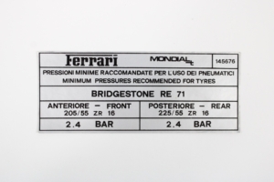 1988-93 OEM Ferrari Mondial T Tyre Pressure Sticker Decal 145676