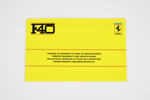 1987-92 Ferrari F40 Tessera di Garanzia Warranty Card BLANK US Spec Manual Handbook