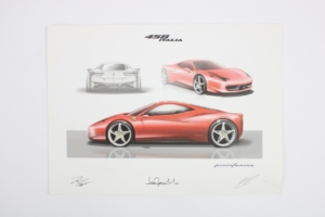 2009-15 Ferrari 458 Italia Lithograph Press Drawing Print
