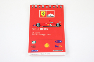2001 Ferrari F1 Spielberg Austrian GP Guest Itinerary Notebook Schumacher Barichello