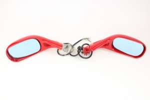 1984-96 Ferrari Testarossa OEM Exterior Side Wing Rear View Mirror Pair Assembly Red