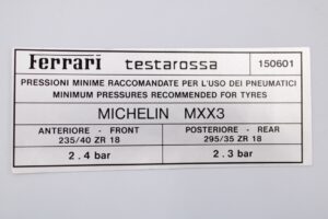 1985-90 Ferrari Testarossa OEM Tyre Inflation Sticker Decal Michelin MXX3 150601
