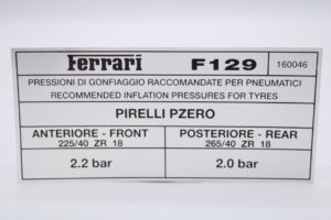 1994-99 Ferrari F355 F129 OEM Tyre Inflation Sticker Decal Pirelli P-Zero 160046