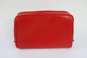 1980’s Ferrari Schedoni Red Leather Washbag Travel Vanity Case