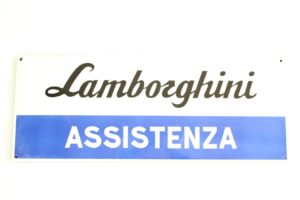 1970-90 Lamborghini Assistenza Enamel Dealership Sign Miura 350 Espada Countach