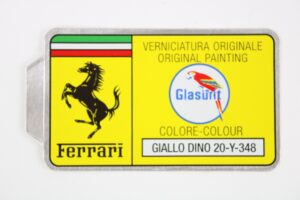 1971-2023 OEM Ferrari Glasurit Paint Color Colour Sticker Decal Giallo Dino 20-Y-348