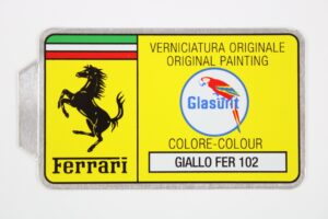 1971-2023 OEM Ferrari Glasurit Paint Color Colour Sticker Decal Giallo Fer 102