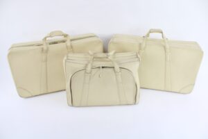 1996-2006 Ferrari 550 Maranello 3-Piece Schedoni Leather Cream Sabbia Luggage Set