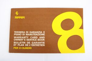 1976 Ferrari 308 GTB Vetroresina Fibreglass Warranty Card Chassis Number #18789