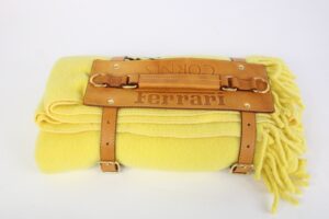 1990-2000 Ferrari Cornes Schedoni Leather Blanket Throw Picnic Set