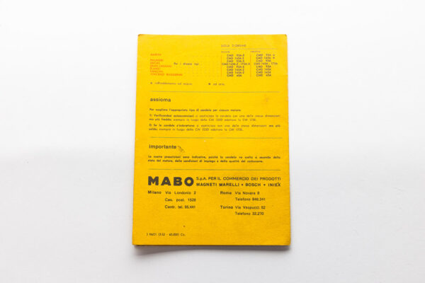 1952 Magneti Marelli MABO Spark Plug Guide Catalogue Ferrari 166