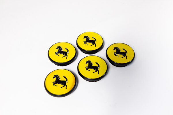 1970-2000 Ferrari 308 328 348 355 512 Yellow Cavallino Wheel Centre Cap (× 5)