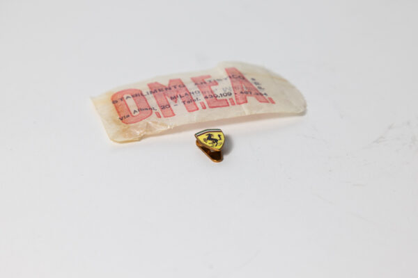 1960’s Ferrari Scuderia Shield OMEA Milano Enamel Lapel Pin Badge in Original Packet 250 275 Dino Daytona