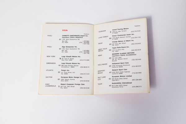 1973 Ferrari Dealer Directory Servizi Vendita E Assistenza 246 Dino 365 GTB/4 Daytona