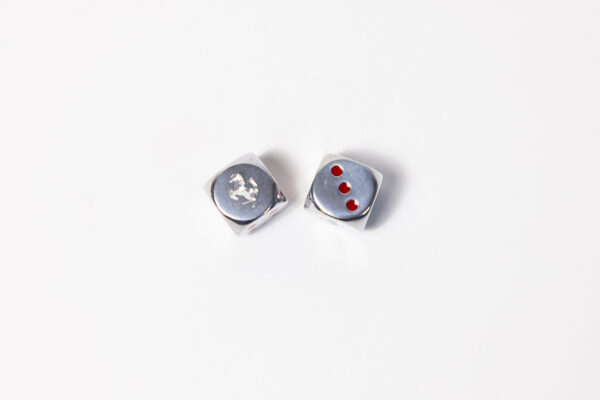 2004-15 Ferrari 430 458 599 Prancing Horse Sterling Silver Dice Pair Boxed