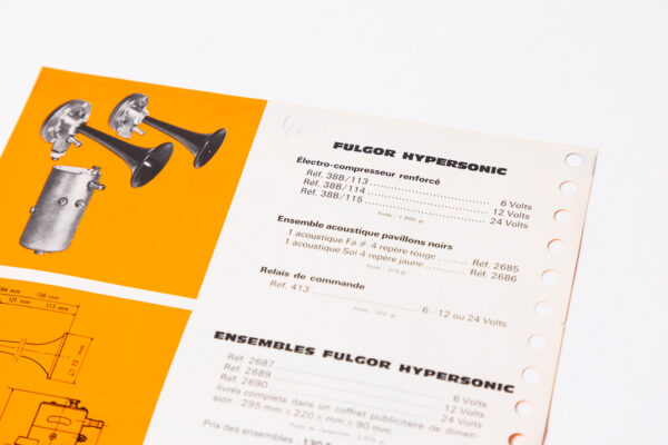 1960-64 Ferrari 250 275 Marchal Fulgor Hypersonic Horn Brochure
