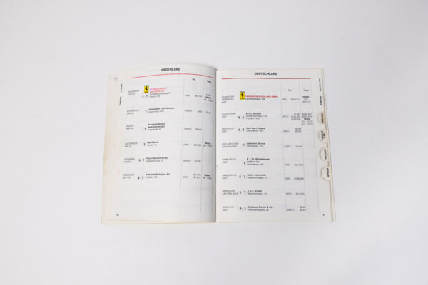 1989 Ferrari Dealer Directory 328 348 Mondial Testarossa F40