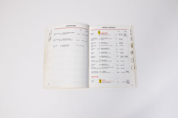 1989 Ferrari Dealer Directory 328 348 Mondial Testarossa F40