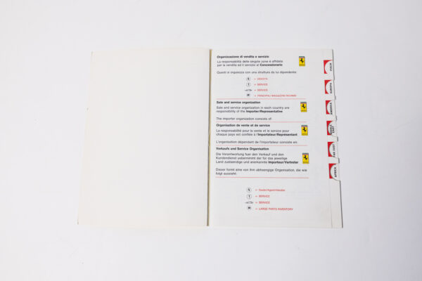1988 Ferrari Dealer Directory 328 Mondial Testarossa F40