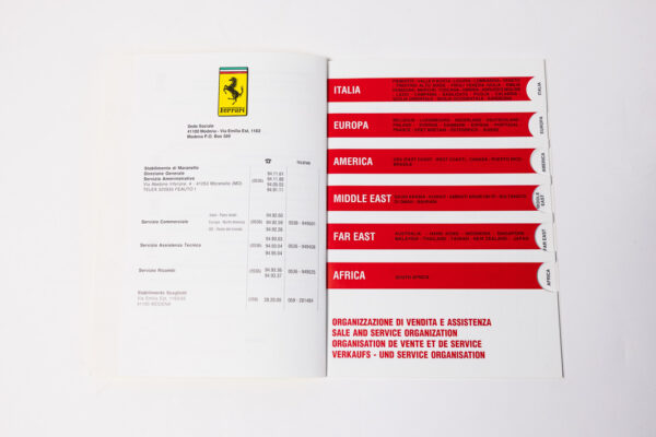 1991 Ferrari Dealer Directory 348 Mondial Testarossa F40