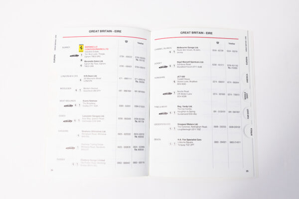 1991 Ferrari Dealer Directory 348 Mondial Testarossa F40
